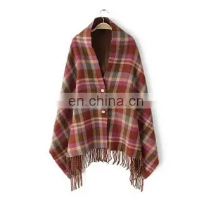 Shawls&Scarves Two Usage Tartan Fringe on the Botton Winter Warmer Tartan Scarf Trendy Fashion thumbnail-3