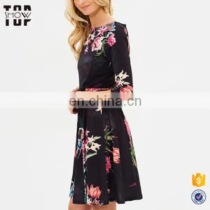 Oem Women Dresses 3/4 Sleevefloral Print Girls Autumn Dress Names With Pictures thumbnail-2