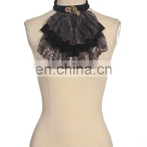 Steampunk Gothic Jabot-collar With Laces Hands of the Clock and Gear thumbnail-1