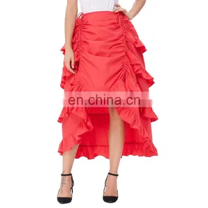 Belle Poque Women's Costume Cotton Red Retro Vintage Gothic Skirt High Low Skirt BP000222-2 thumbnail-1