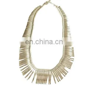 Vintage Brass Gold Tone Statement Necklace thumbnail-1