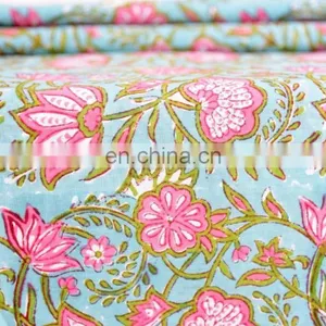 Dressmaking Sewing Fabric By Meter Indian New Hand Block Cotton Fabric Crafting thumbnail-3