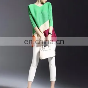2017 New Fashionable Patch Work Blouse Designs Women Stripe Blouse thumbnail-1