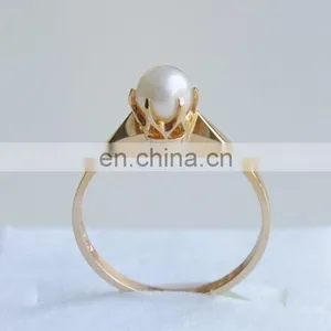 Finnish Modernist 18K Gold Ring With Pearl, Fashion Pearl Ring Designs thumbnail-2