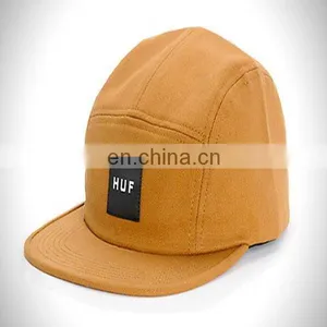 Fancy 5 Panels Custom Logo Snapback Cap and Hat With Leather Patch thumbnail-5