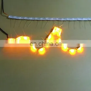 50cm Crystal Extendable Led Flexible Drl With Flow Turn Signal 16leds White Amber Daytime Running Light Headlight for Car thumbnail-1