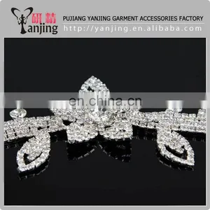 Professional Factory Wholesale Crystal Clear Silver Beaded Rhinestone Applique Sewing Crafts thumbnail-1