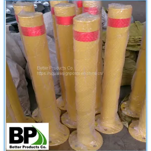 Galvanized Yellow Painted Steel Road Bollard for Safety thumbnail-2
