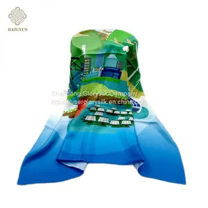 No MOQ 90X90cm Own Design Digital Printing Polyester Neckerchief Silk Feel Square Women Scarf thumbnail-1