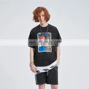 DiZNEW Wholesale Bulk High Quality Mens Hip Hop Acid Wash Oversize T-shirt thumbnail-3