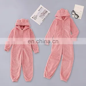 Hot Style Mom Plus Size Plush Jumpsuit Hooded Pajamas Parent-child Mom and me Sleeping Wear thumbnail-1