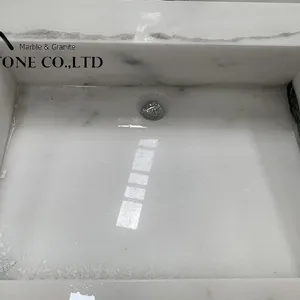 Factory Price Newest Panda White Marble Prefab Double Sink Vanity Top thumbnail-5