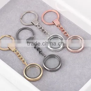 Alloy 30mm Round Glaze Key Chains Magnetic Memory Floating Locket Keychains thumbnail-3