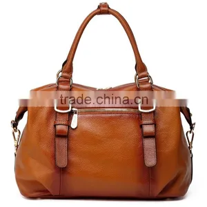 Vintage Tan Color Pebbled Leather Shoulder Bag Ladies Satchels Tote Bag Handbag thumbnail-5