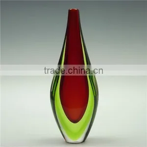 Red Art Glass Bottle Vase Decorative Glass Vase thumbnail-1