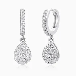 Shining Star Jewelry Trendy Vvs 925 Silver Pear Shaped Earring Necklace Sets thumbnail-5