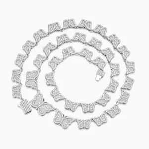 Shining Star Jewelry Bling Moissanite Butterfly Chain Necklace For Women Men thumbnail-2