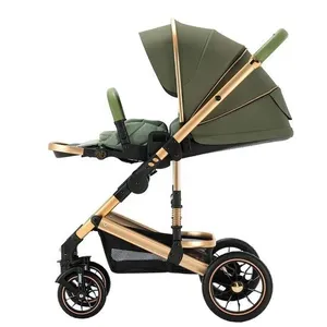 Lightweight 3-in-1 Portable Linen Baby Stroller With Mechanical Adjustment Foldable for 3-Year-Olds and Travel Systems thumbnail-5