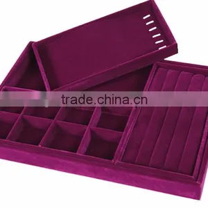 Stackable Large Tray Wooden Jewelry Display Leather Covered S1341 thumbnail-1