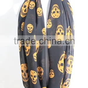 Wholesale Infinity Printed Scarf Fashion Chiffon Skull Scarf thumbnail-3