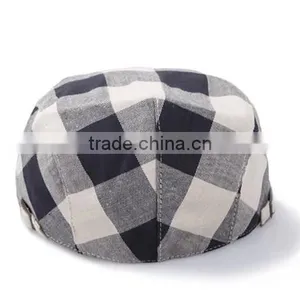 Customized Cotton Plaid Casquette Men's Hat Short Visor Hat thumbnail-3