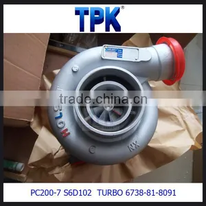 S6D102 TURBOCHARGER 6738-81-8091 PC200-7 PC200LC-7 PC228US Engine Parts thumbnail-2