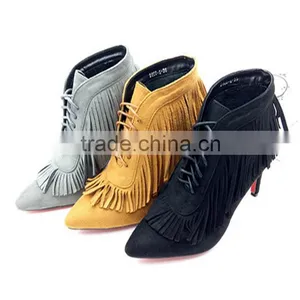 Latest England Style Tassel Anckle Suede Rubbe Sexy Girls Riding Boots thumbnail-3