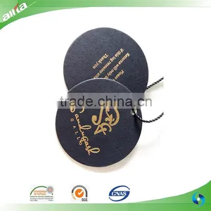 Round Black Paper Tag With Gold Foil Printing, Gold Stamp Seal Tags thumbnail-1