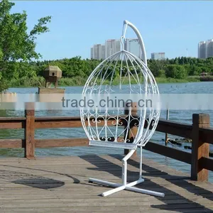 Outdoor Furniture Metal Egg Hanging Chair Swing White thumbnail-2