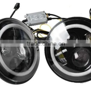 LED Headlights With Angle Eyes For Jeep Wrangler thumbnail-3