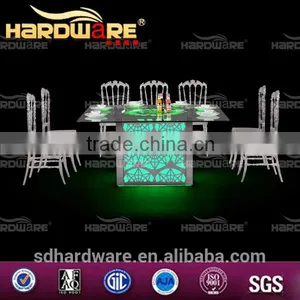Square New Model Led Light Table Dining Room Dining Table With Led Light thumbnail-6