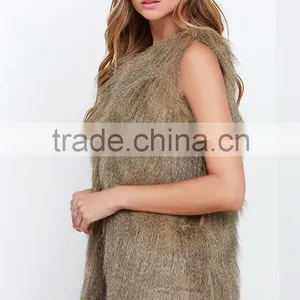 Women Faux Fur Vests Waistcoats for Ladies Coat Outerwear Waistcoat thumbnail-3