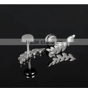 Fashion Hot Sale Wholesale Design 2016 Stainless Steel Leaf Earring thumbnail-5