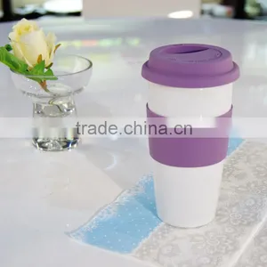 Fashion Ceramic Double Wall Travel Mug With Silicone Lid thumbnail-2