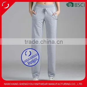 Wholesale Custom Made Cotton Blank Grey Women Yoga Jogger Pants thumbnail-1