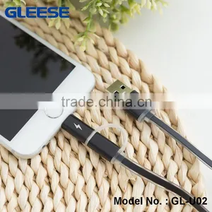 Gleese High Quality Data Charger 2 in 1 TPE Copper Core Micro USB Cable for IPhone and Android thumbnail-1