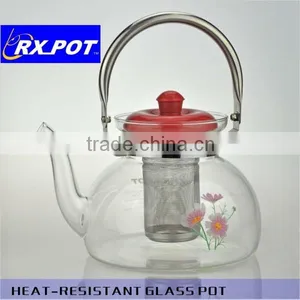 2016 New Design Gifted High Quality Borosilicate Pyrex Glass Tea Pot With Stainless Steel Infuser 1500H thumbnail-5