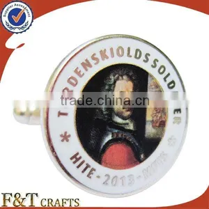 Custom Round Metal Blank Cufflinks With Your Own Logo Added thumbnail-3