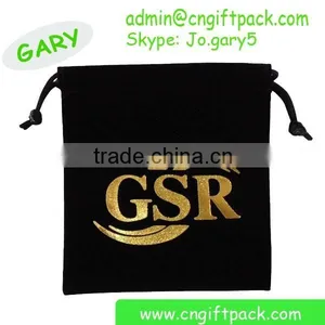 10cmx10cm Black Velvet Jewelry Pouch With Hot Stamping thumbnail-1