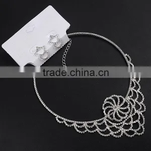 Ladies Bridal Necklace Set Flower Diamond Earring Wholesale Wedding Accessories thumbnail-2