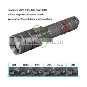 C89 Aluminum Alloy 500lumens High Power Wateroroof Rechargeable Flashlight Diving Torch With 5 Lighting Modes thumbnail-4