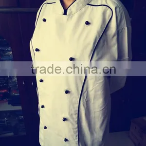 Dould-breasted Chef Coat/ Chef Jacket/Double-breasted Chef Uniform/Chest Pocket Long Sleeve Stand Collar Chef Coat thumbnail-1