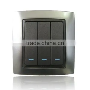 10A 250V, 3 Gang 1 Way Switch With LED Light thumbnail-1
