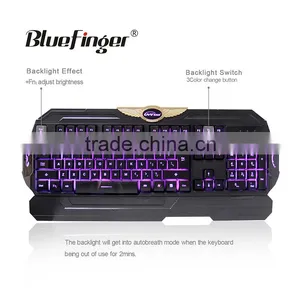 Custom Cheaper USB Wired Three Color Backlit Gaming Keyboard thumbnail-3