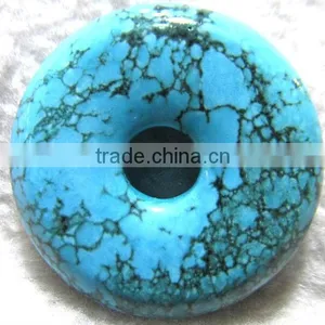 20mm African Turquoise Donut Shaped Pendant thumbnail-1
