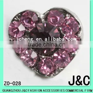 Heart ShapeFlower Rhineston Zamac Button thumbnail-1