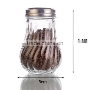 Ball Shape Glass Salt Pepper Shakers With Stainless Steel Cover thumbnail-2