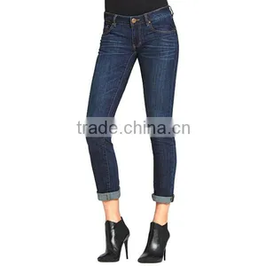 Custom Jeans Pants Fashion Dark Blue Ladies Low Waist Jeans thumbnail-1