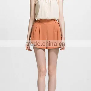 Wholesale OEM China Supplier Fashion Yellow Polyester Casual Women Shorts thumbnail-1