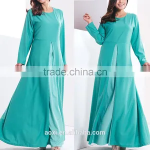 OEM Service China Factory Custom Made Arabic Chiffon Solid Muslim Layers Dress thumbnail-1
